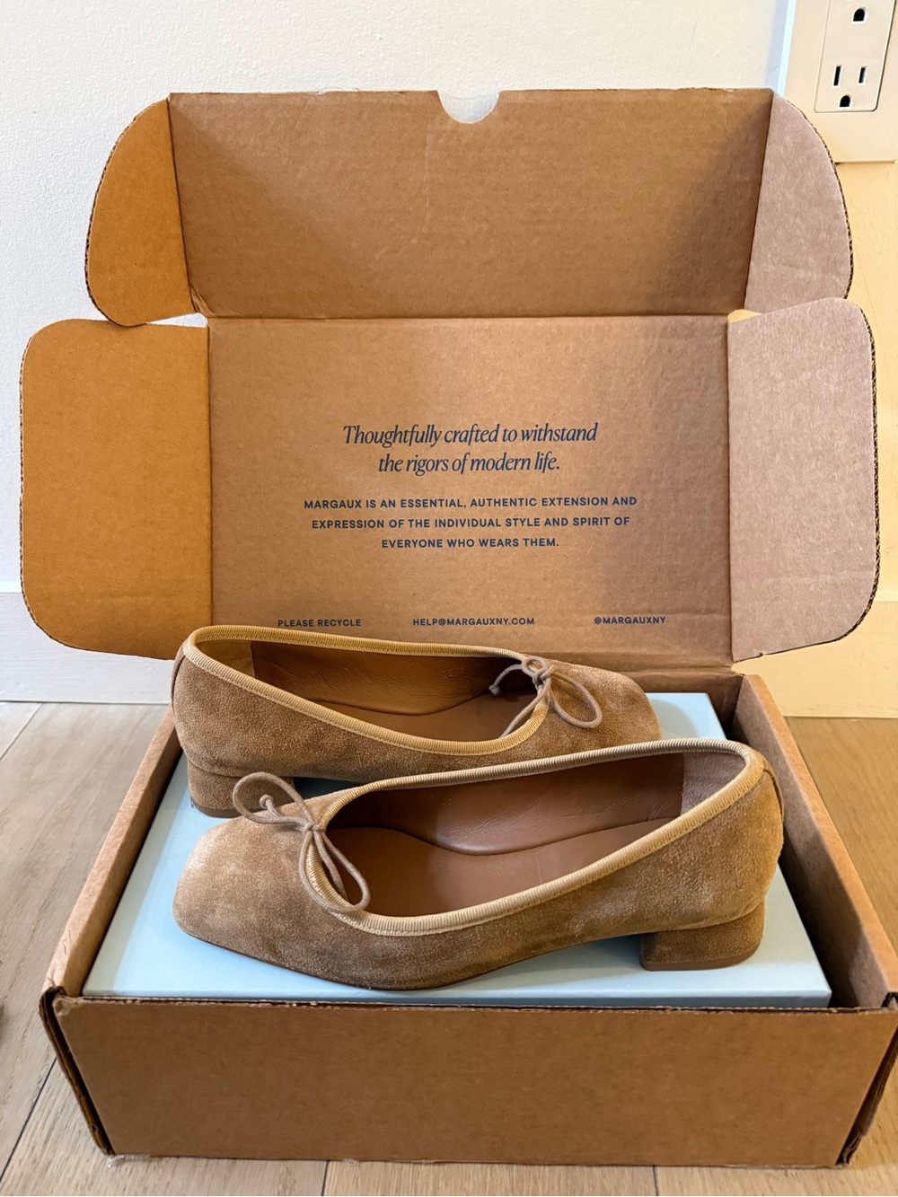 Margaux Ada Flat Biscotti Suede - Picture 3 of 5